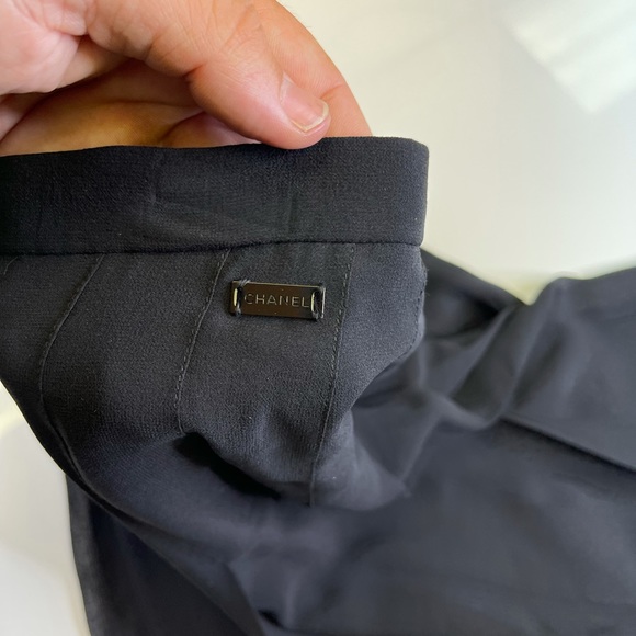 CHANEL 100% Silk All Black Top Skirt Summer Sz 42 - Picture 4 of 15